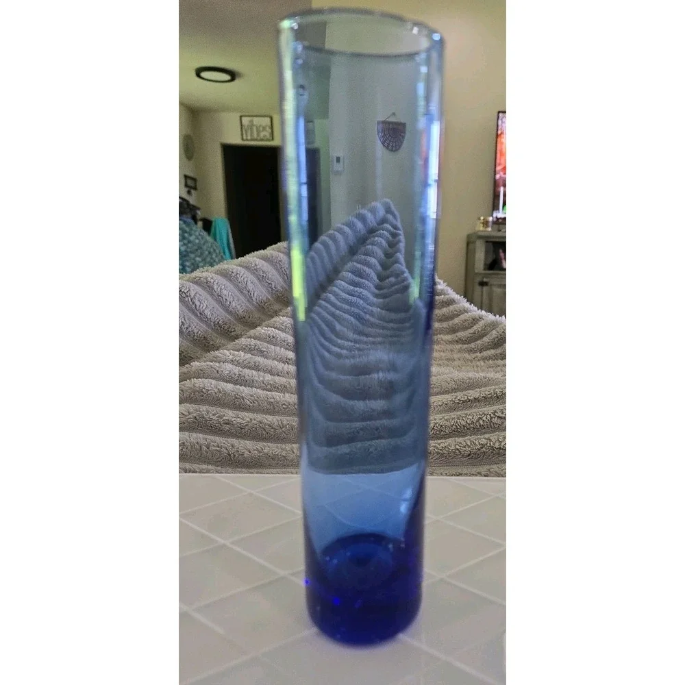 Libbey Cobalt Blue Glass Cylinder Bud flower Vase 7.5